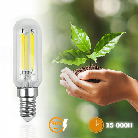 LED Lampen E14, LED Kühlschranklampe T25 4W = 40W 440lm 3000K warm Glühfaden LUMILED