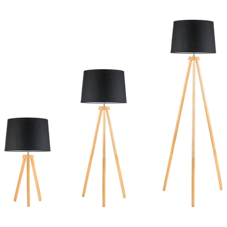 Stehlampe Tischlampe E27, Tripod mit Schirm Schwarz Höhenverstellbar CLARA LUMILED