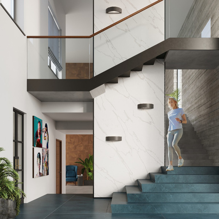 LED-Wandleuchte ATENA E27 Wandleuchte Halbkreisförmig Keramik Schwarz SOLLUX