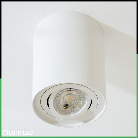 Aufputz HALOGEN Spot Tuba Beweglich AMAT-XL GU10 Rund Weiß 125mm LUMILED