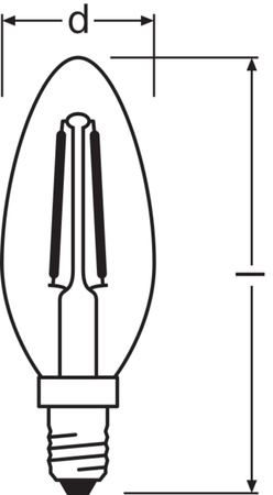 LED Lampen B35 E14 2.5W = 25W 250lm 2700K Warmweiß FILAMENT LEDVANCE