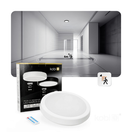 LED-Badezimmer-Deckenleuchte Aufputz 18W 1890lm 4000K 120° mit Bewegungs- und Dämmerungssensor Weiß IP65 Nairos Kobi