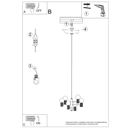 Kronleuchter Pendelleuchte 6x G9 Aluminium Taupe Halo French Sky SL.1836 Sollux