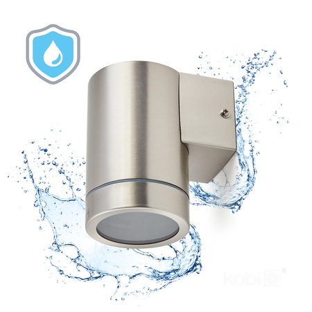 Gartenleuchte LED Wandleuchte QUAZAR 16 GU10 IP44 KOBI ALUMINIUM CHROM