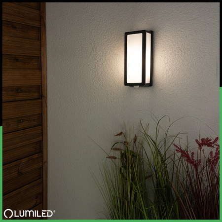 Wandleuchte Außen E27, Garten-Wandleuchte mit Bewegungsmelder rechteckig DOMLO LUMILED