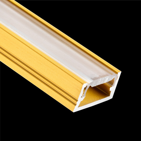 Aluminiumprofil MINI für LED-Streifen mit Klarglasabdeckung, 1m Gold LUMILED