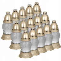 Set aus 15xGlaskerzen mit 8-Stunden-Einsatz ganzjährig für ein Grab 16 cm