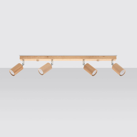 BERG Deckenleuchte 4xGU10 Reflektor Halogen Leuchte Beweglich 80cm Naturholz SOLLUX