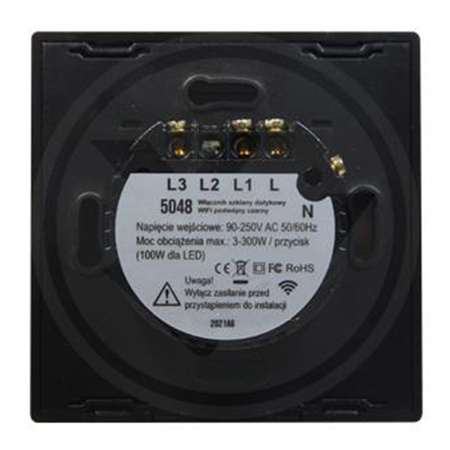 Wi-Fi LED TOUCH Glasschalter schwarz doppelt