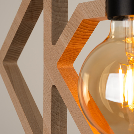 Hängelampe E27 Naturholz CARO Peach Puff SL.1757 Sollux