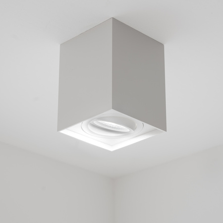 Halogen-Aufbauleuchte GU10, Aufbauspot 115mm beweglich Quadrat Weiß AMAT-L LUMILED