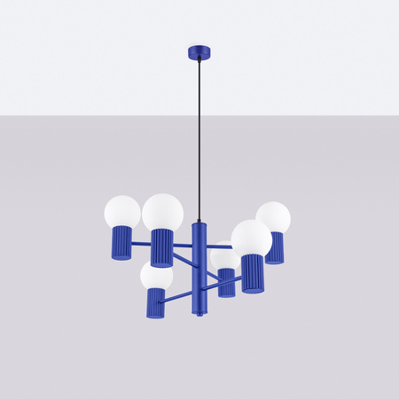 Kronleuchter Pendelleuchte 6x G9 Aluminium Blau Ultramarin Halo French Sky SL.1835 Sollux