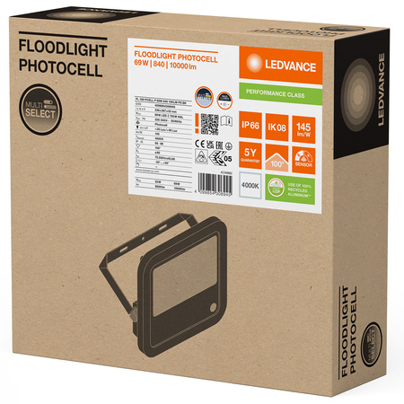 LED-Flutlicht 69W 10000lm 4000K IP66 Schwarz mit Dämmerungssensor LEDVANCE Flutlicht