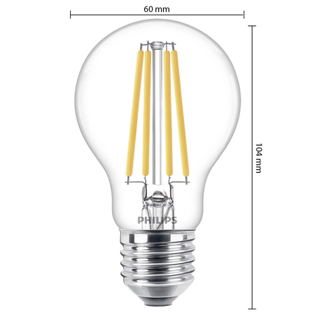E27 A60 LED Lampen 10,5 W = 100 W, 1521 lm, 4000 K, neutrales Filament PHILIPS