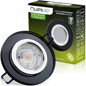 Glas-Einbaustrahler GU10, MR16 Einbauspot HALOGEN Runde Fest Schwarz ARIEL LUMILED