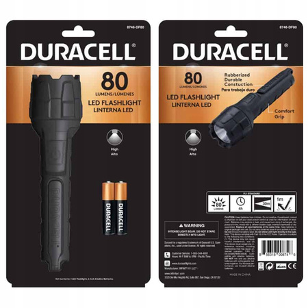Gummi-LED-Taschenlampe Handbatterie 2xAAA 80lm DURACELL