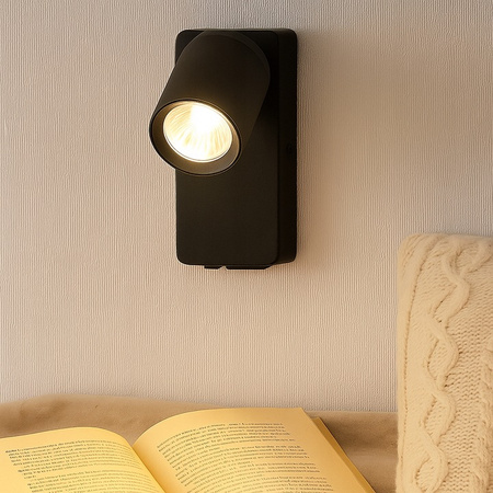 Wand Wandmontage Aufputz Leselampe GU10 USB Schwarz Matt Timo Masterled