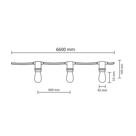 Garten Girlande Außenlichterkette PARTY F26,2m 10xE27 LED Glühfaden 6W GOLDLUX (Polux)