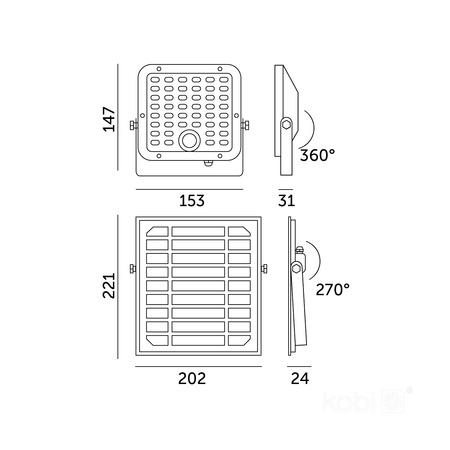 Outdoor Solar LED Fluter 10W 1500lm 4000lm Neutral 120° mit Bewegungs- und Dämmerungssensor IP65 Schwarz MHCS Kobi