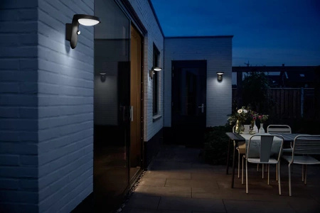 Solar-Gartenlampe LED-Wandleuchte TYLA IR 1,2W 4000K IP44 mit Bewegungs- und Dämmerungssensor Anthrazit PHILIPS