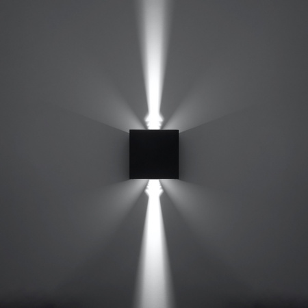 Außenanbauleuchte LUCA LED 6W 3000K IP54 Wandleuchte oben/unten Würfel Schwarz SOLLUX