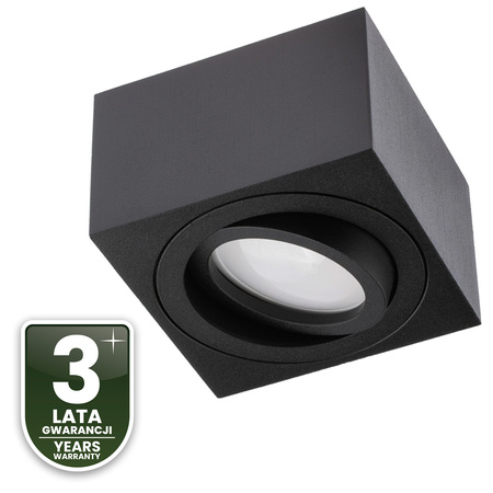 Halogen-Aufbauleuchte, Aufbauspot 50mm beweglich Quadrat Tube Schwarz AMAT-S+LED-Einsatz 5W 3000K LUMILED