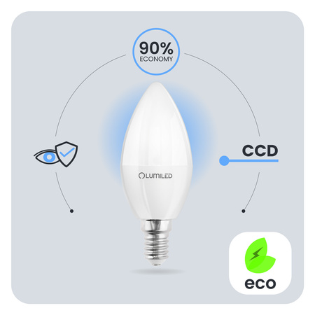 6x LED E14 CANDLE 8W = 60W 4000K Neutralweiß CCD LUMILED Glühbirne