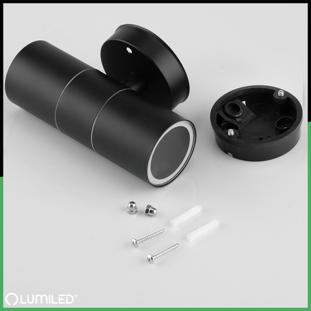 Wandleuchte Außen GU10, Garten-Wandleuchte IP44 nach oben und unten Schwarz ZINNA LUMILED