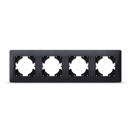 Horizontaler Rahmen für Wandsteckdosen mit vier Steckplätzen Schwarz BINERA VIDEX