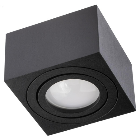 Halogen-Aufbauleuchte, Aufbauspot 50mm Quadrat Tube Schwarz AMAT-S+LED-Einsatz 7W 4000K LUMILED