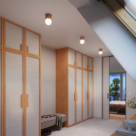 Deckenleuchte Leuchte Aufbauleuchte G9 Naturholz Weiß Solis Peach Puff SL.1407 Sollux