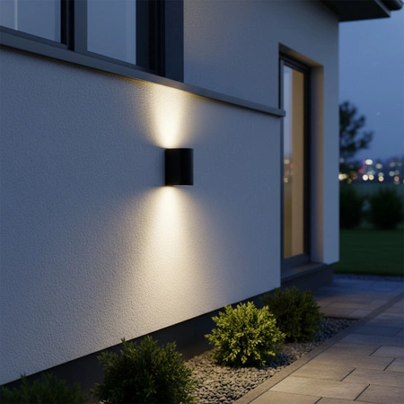 Gartenfassadenwandleuchte auf und ab LED 2xGU10 BOSTON GOLDLUX (Polux) DOUBLE BLACK
