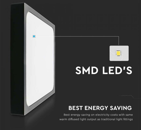 LED-Deckenleuchte für Badezimmer 24W 2400lm 4000K IP44 30cm quadratisch Schwarz