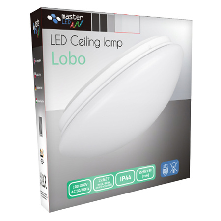 Plafond Deckenleuchte 2x E27 Badezimmer Anbaulampe IP44 Rund Weiß LOBO Masterled