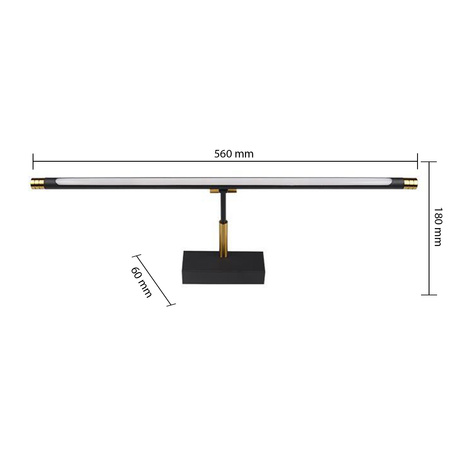 LED Wandleuchte über Spiegel 12W 1440lm 4000K 160° Schwarz Gold 56cm Lappa Masterled