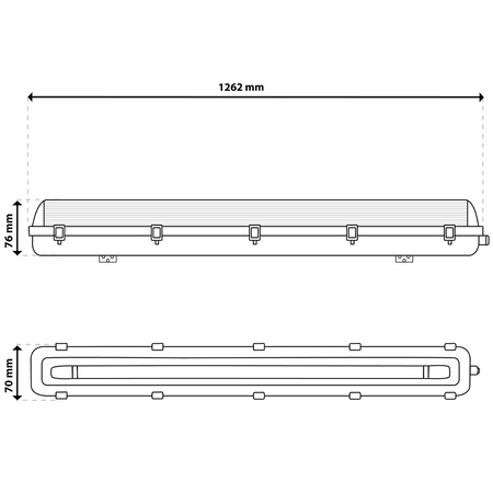 Hermetische Feuchtraumleuchte LED 2x T8, G13 Leuchte IP65 120cm HERSO LUMILED