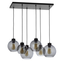 CUBUS GRAPHITE Hängeleuchte Schwarz Graphit Glas Kronleuchter Modern 6xE27 2833 TK Lighting