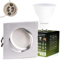 TRIX 3in1 GU10 6W 4000K Gebürstetes Silber LUMILED quadratische Halogen-Einbauleuchte