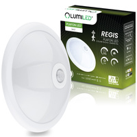 LED-Deckenleuchte 2xE27, Aufputzleuchte mit Bewegungs- und Dämmerungssensor 38cm Runde Weiß REGIS LUMILED