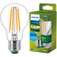 E27 A60 LED Lampen 5,2 W = 75 W, 1095 lm, 2700 K, warmes Filament PHILIPS, ultraeffizient